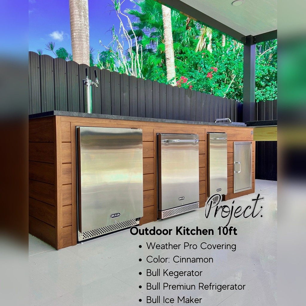 As installed by Perello Patio · Outdoorkitchen 10 ft · Barrel Oak