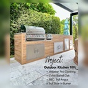 As installed by Perello Patio · Outdoorkitchen 10 ft · Sunbleach Oak · Bull 30" Angus LP