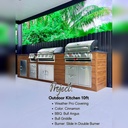 As installed by Perello Patio · Outdoorkitchen 10 ft · Cinnamon Walnut · Bull 30" Outlaw LP