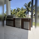 As installed by Perello Patio · Outdoorkitchen 7 ft · Modern Walnut · Blaze BLZ-4LTE3