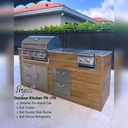 As installed by Perello Patio · Outdoorkitchen 7 ft · Barrel Oak · Bull 30" Outlaw LP