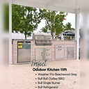 As installed by Perello Patio · Outdoorkitchen 10 ft · Barnboard Grey · Bull 30" Outlaw LP