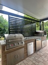 Outdoorkitchen 12 ft · Barrel Oak · Bull 30" Outlaw LP - full view