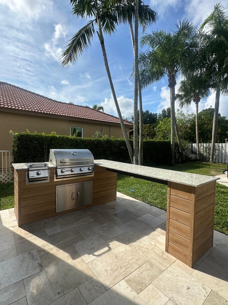 Perello Patio 13 ft L-Shape Outdoor Kitchen · Bull Outlaw 30" · Weather Pro - full view