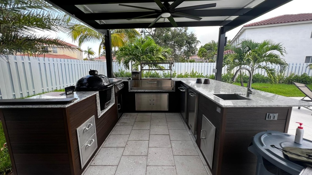 Perello Patio 25 ft U-Shape Outdoor Kitchen · Sink & Storage · WPC - full view