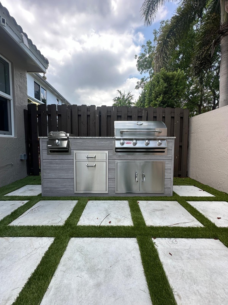 Perello Patio 7 ft Outdoor Kitchen · Bull Outlaw 30" · Weather Pro - full view