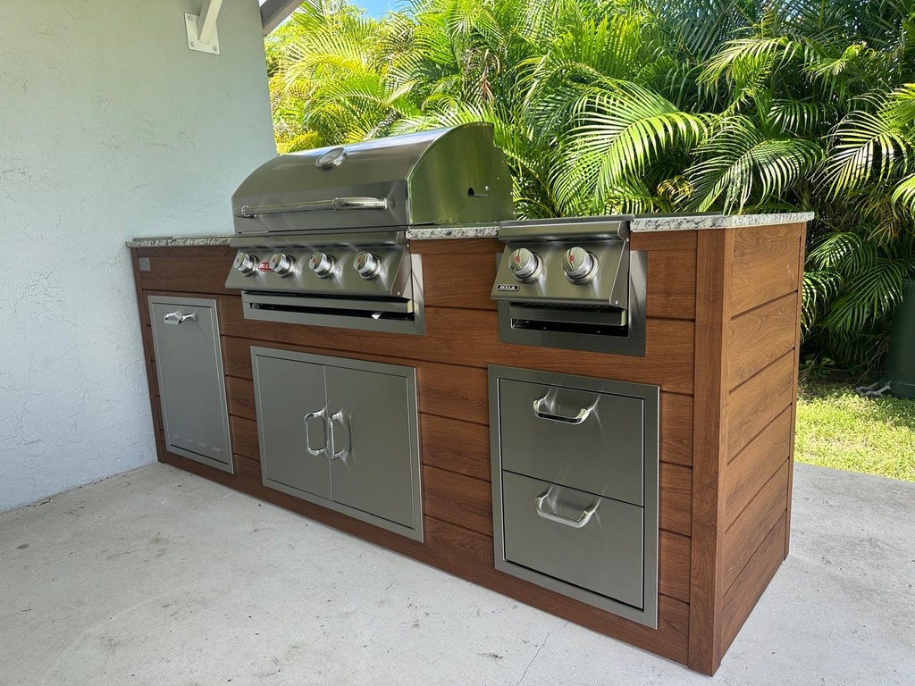 Perello Patio 7 ft Outdoor Kitchen · Bull Outlaw 30" · Weather Pro - full view