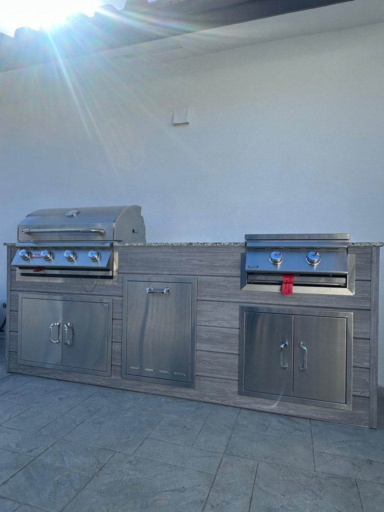 Perello Patio 8 ft Outdoor Kitchen · Bull Outlaw 30" · Weather Pro - full view