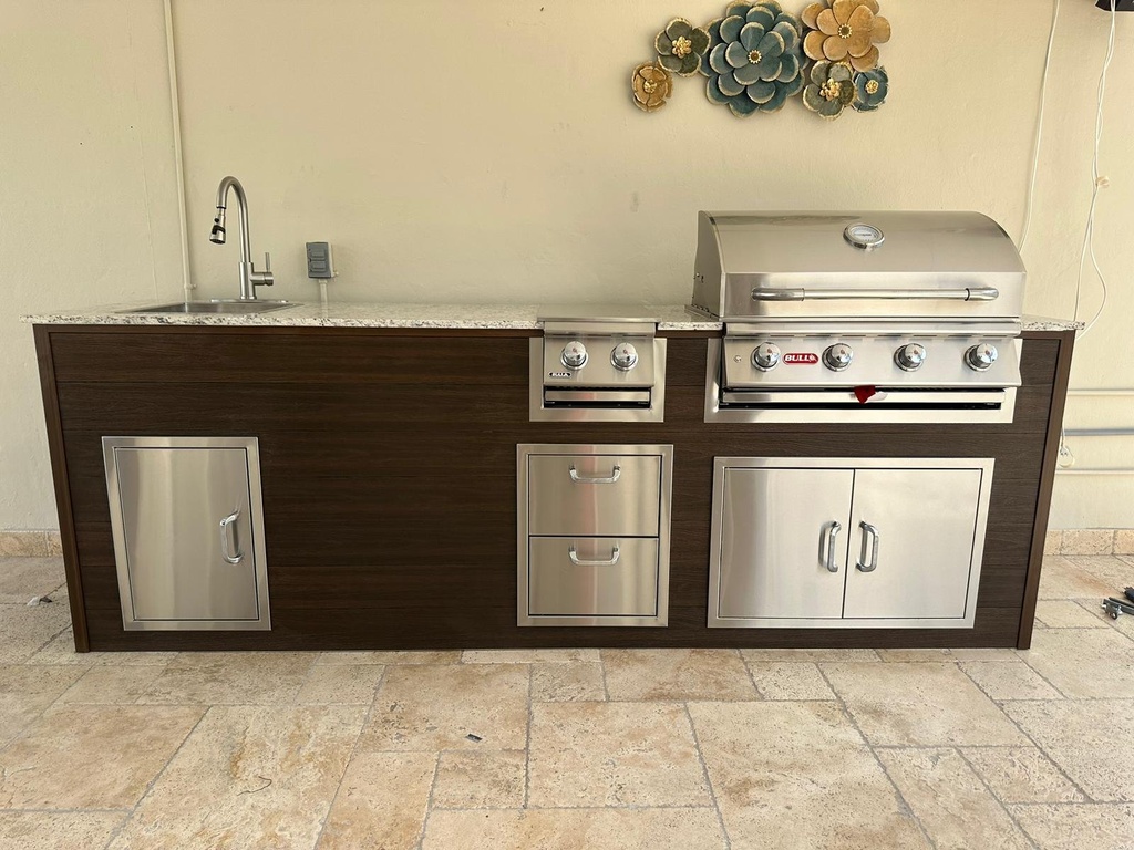 Perello Patio 8 ft Outdoor Kitchen · Bull Outlaw 30" · WPC - full view