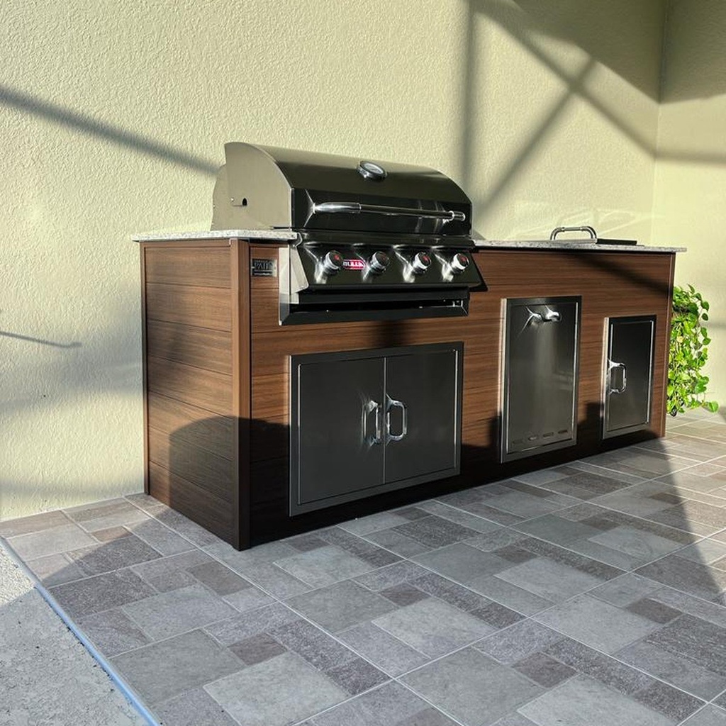 Perello Patio 8 ft Outdoor Kitchen · Bull Outlaw 30" · Weather Pro - full view