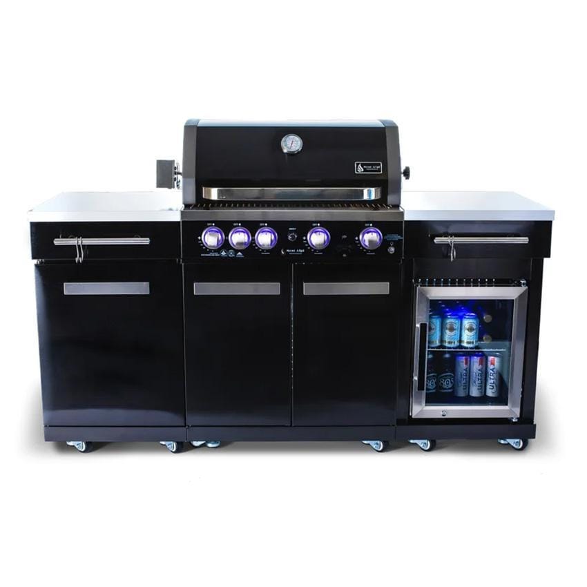 [MA-957FC] Mont Alpi Compact Series 6 Ft Propane Outdoor Kitchen Island w/ Fridge in Black Stainless Steel