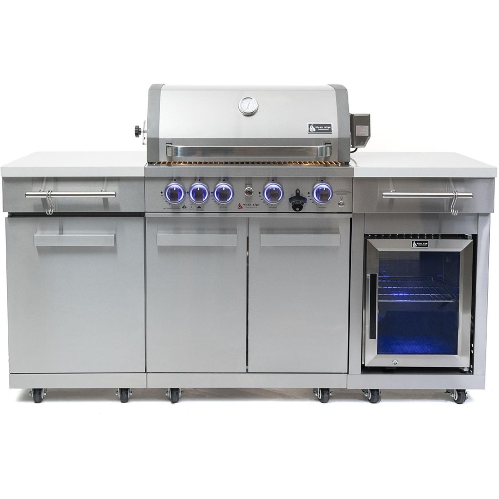 [MA-957FCRS] Mont Alpi Compact Series 6 Ft Propane Outdoor Kitchen Island w/ Fridge in Stainless Steel