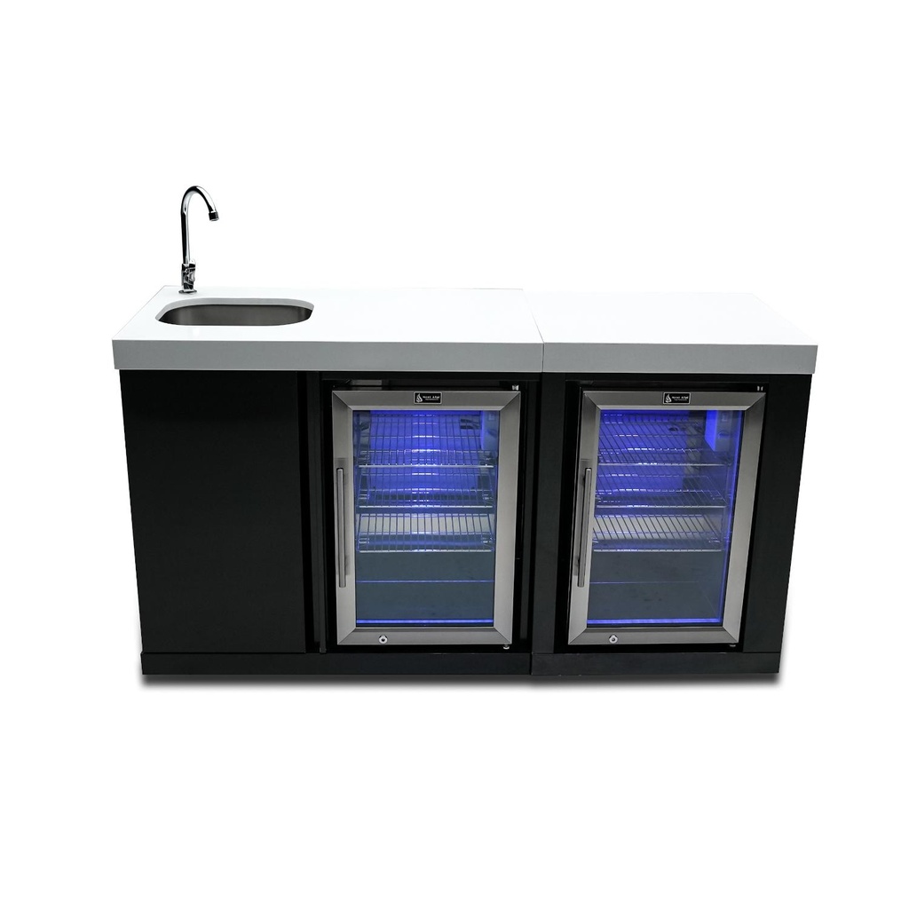 Mont Alpi Beverage Center & Fridge Cabinet - Black Stainless Steel