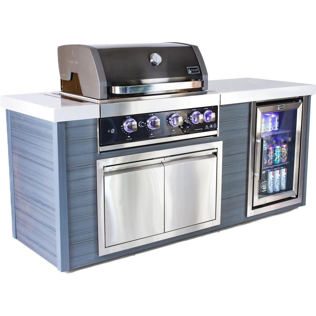 [MA400-AWBSS] Mont Alpi Artwood Series 6.5 Ft Propane Outdoor Kitchen Island w/ 4-Burner Grill