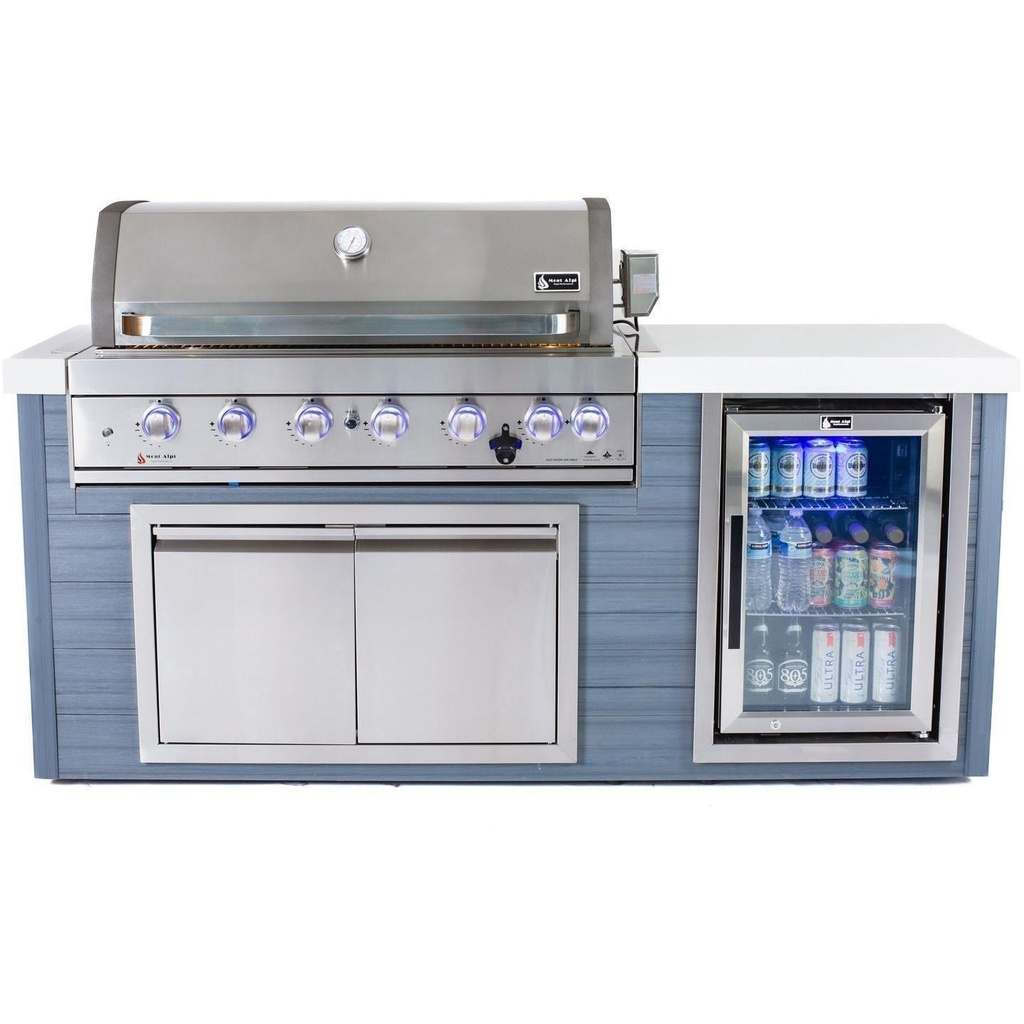 [MA805-AW] Mont Alpi Artwood Series 6.5 Ft Propane Outdoor Kitchen Island w/ 6-Burner Grill