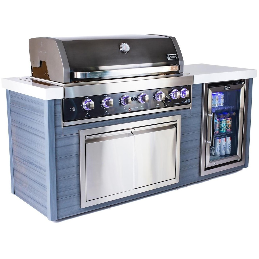 [MA805-AWBSS] Mont Alpi Artwood Series 6.5 Ft Propane Outdoor Kitchen Island w/ 6-Burner Grill