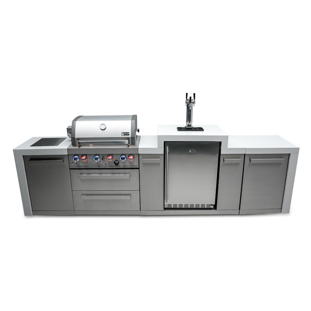 Mont Alpi Deluxe Series 11 Ft Propane Outdoor Kitchen Island w/ Side Burner & Kegerator