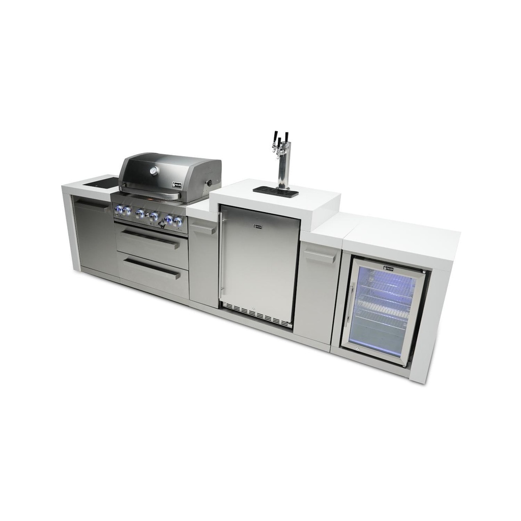 Mont Alpi Deluxe Series 11 Ft Propane Outdoor Kitchen Island w/ Side Burner, Kegerator & Fridge