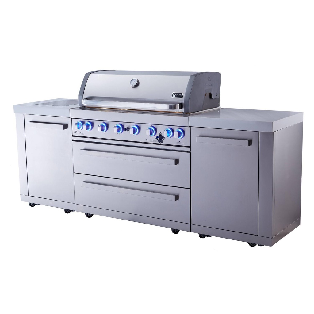 [MAi805] Mont Alpi Original Series 8 Ft Propane Outdoor Kitchen Island w/ Side Burner