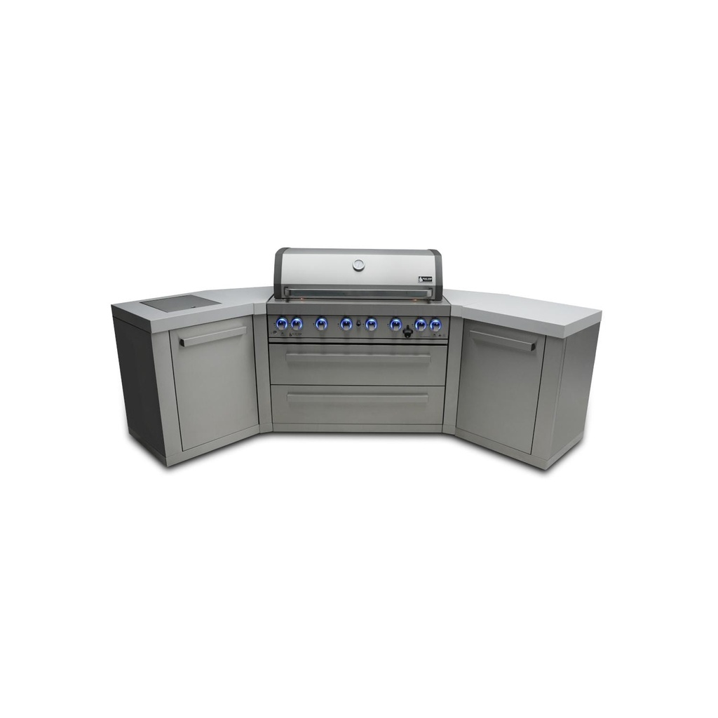 Mont Alpi Original Series 10 Ft U-Shaped Propane Outdoor Kitchen Island w/ Side Burner
