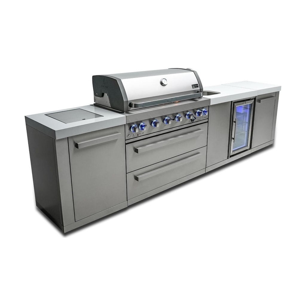 [MAi805-BEV] Mont Alpi Original Series 11 Ft Propane Outdoor Kitchen Island w/ Side Burner & Beverage Center