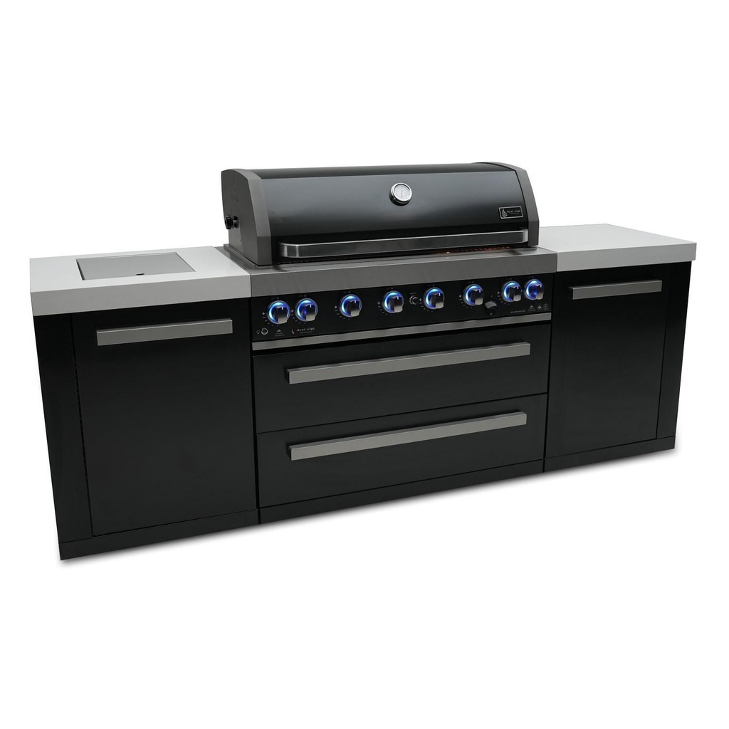 [MAi805-BSS] Mont Alpi Black Series 8 Ft Propane Outdoor Kitchen Island w/ Side Burner