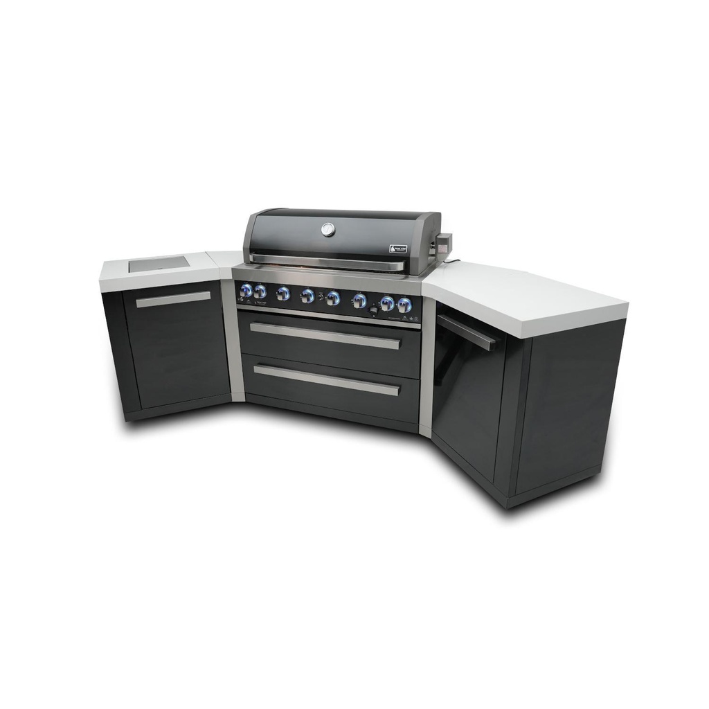 [MAi805-BSS45] Mont Alpi Black Series 10 Ft U-Shaped Propane Outdoor Kitchen Island w/ Side Burner