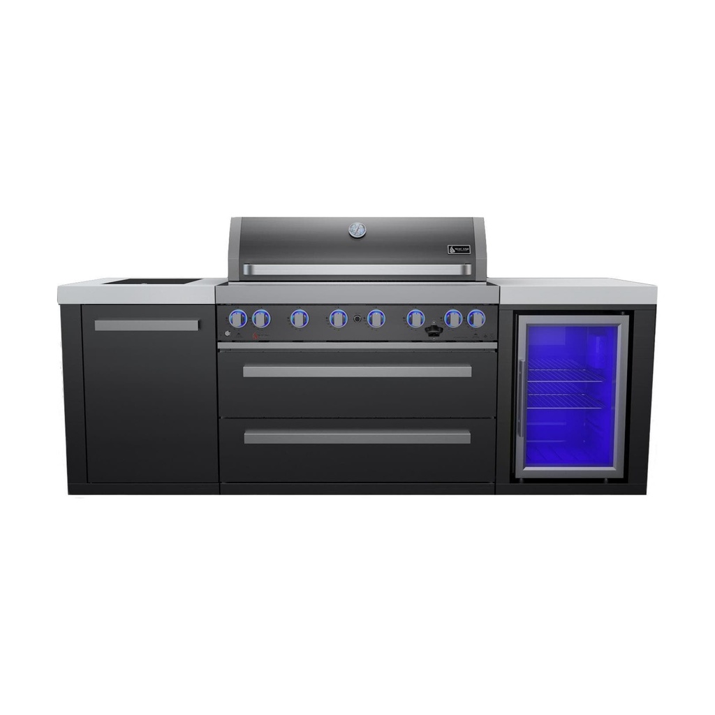 [MAi805-BSSFC] Mont Alpi Black Series 8 Ft Propane Outdoor Kitchen Island w/ Side Burner & Fridge