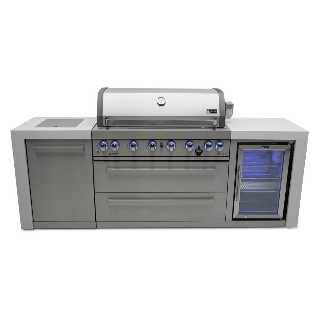 Mont Alpi Deluxe Series 8 Ft Propane Outdoor Kitchen Island w/ Side Burner & Fridge