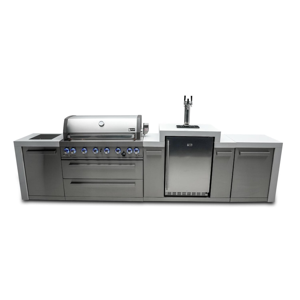 Mont Alpi Deluxe Series 12 Ft Propane Outdoor Kitchen Island w/ Side Burner & Kegerator