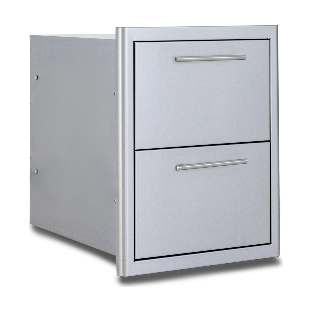 [BLZ-DRW2-R-LT] Blaze 16-Inch Stainless Steel Easy Close Double Access Drawer w/ LED Lighting
