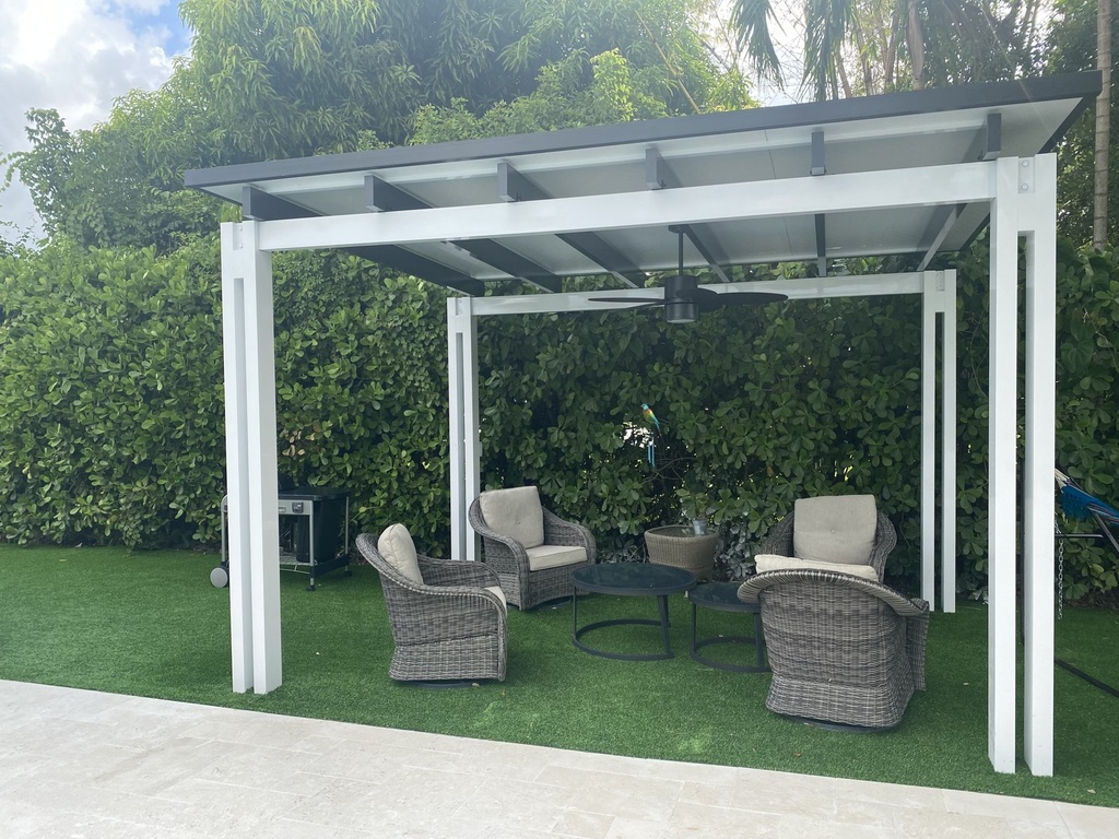 [PP-SP-12X12-FW-CU] Square Pergola 12' x 12' · Freestanding · White · Upgraded Columns