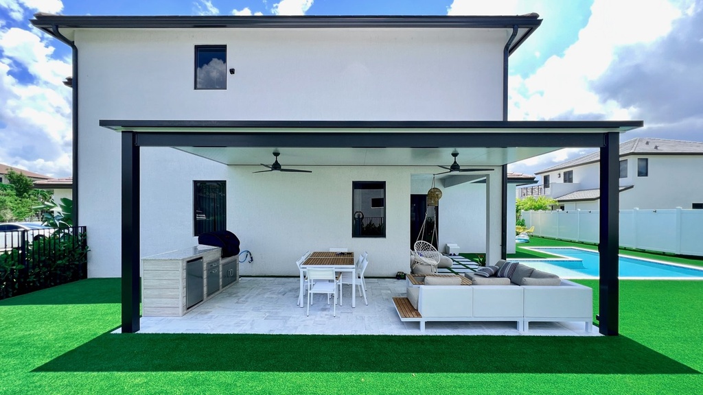 [PP-ST-24X13-AB] Square Terrace 24' x 13' · Attached · Bronze