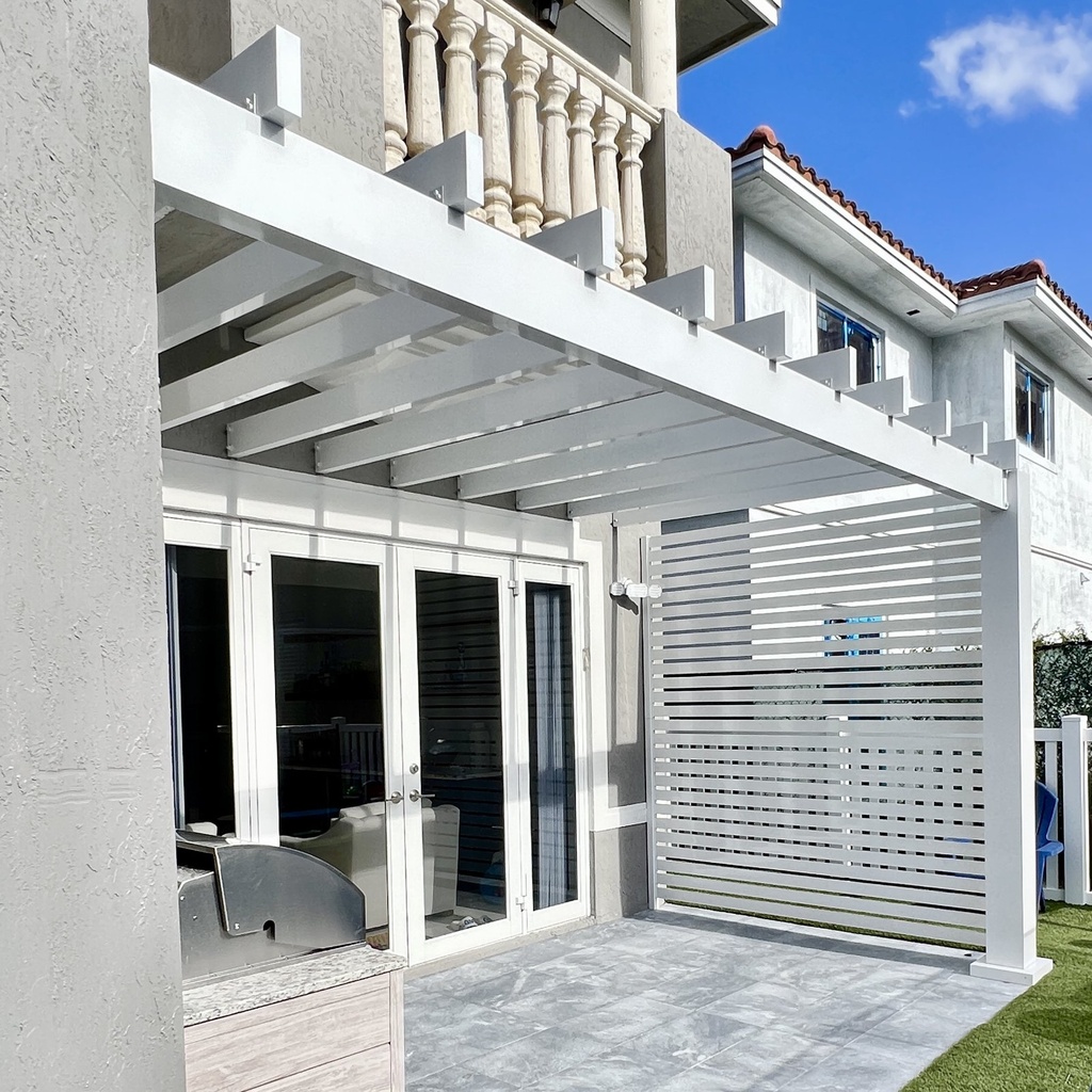 [PP-SP-18X9-AW] Square Pergola 18' x 9' · Attached · White