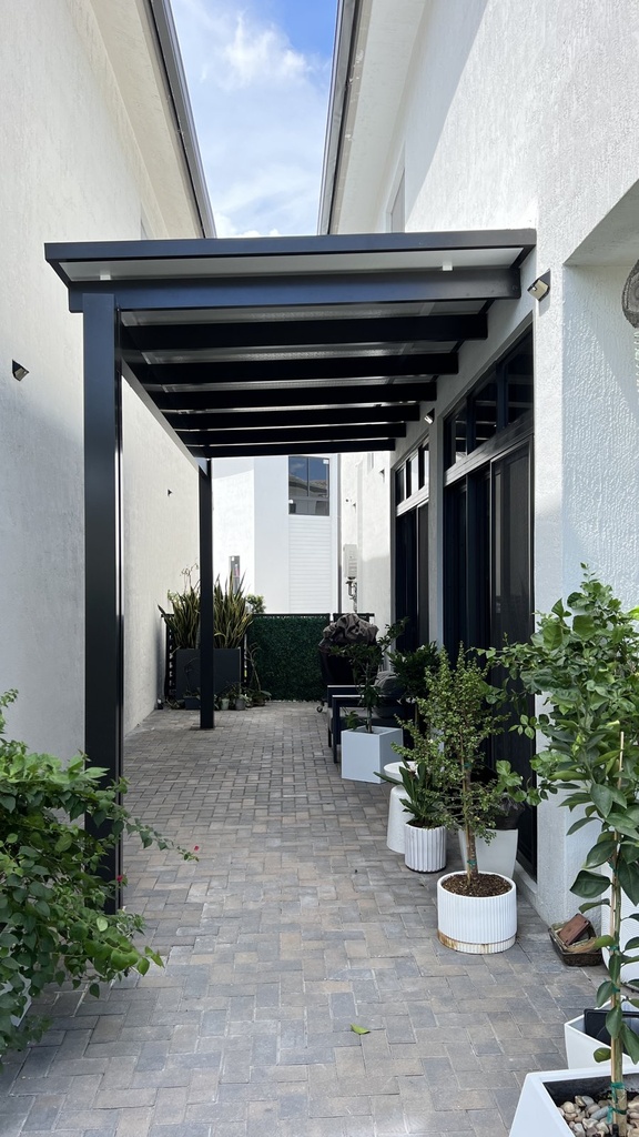 [PP-SP-20X8-AB] Square Pergola 20' x 8' · Attached · Bronze