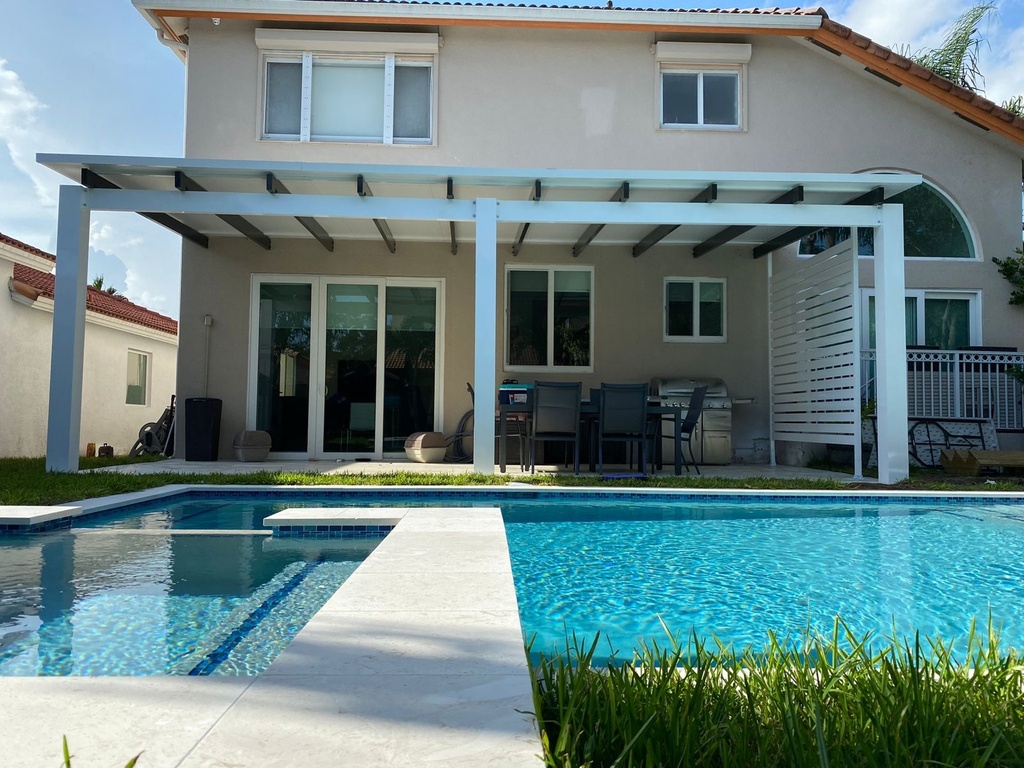 [PP-SP-30X14-AW] Square Pergola 30' x 14' · Attached · White