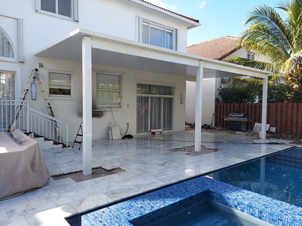 [PP-ST-32X14-AW] Square Terrace 32' x 14' · Attached · White