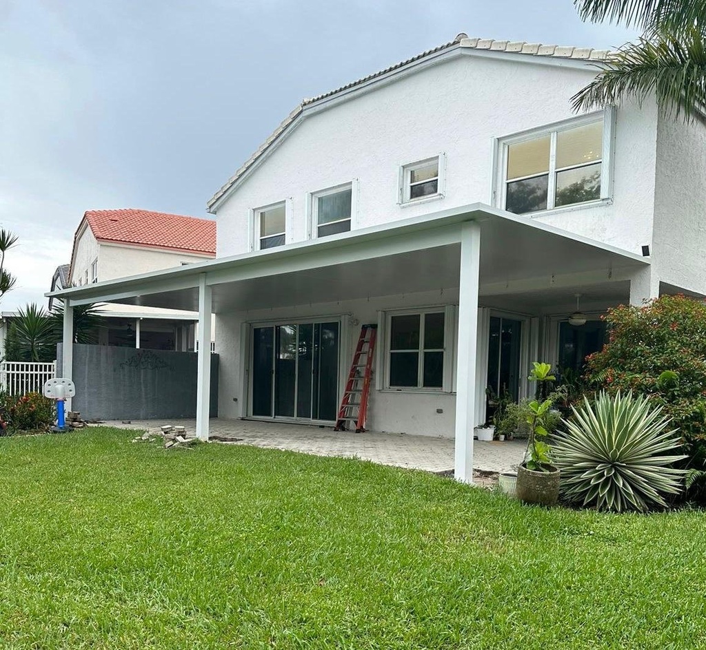 [PP-ST-40X15-AW] Square Terrace 40' x 15' · Attached · White
