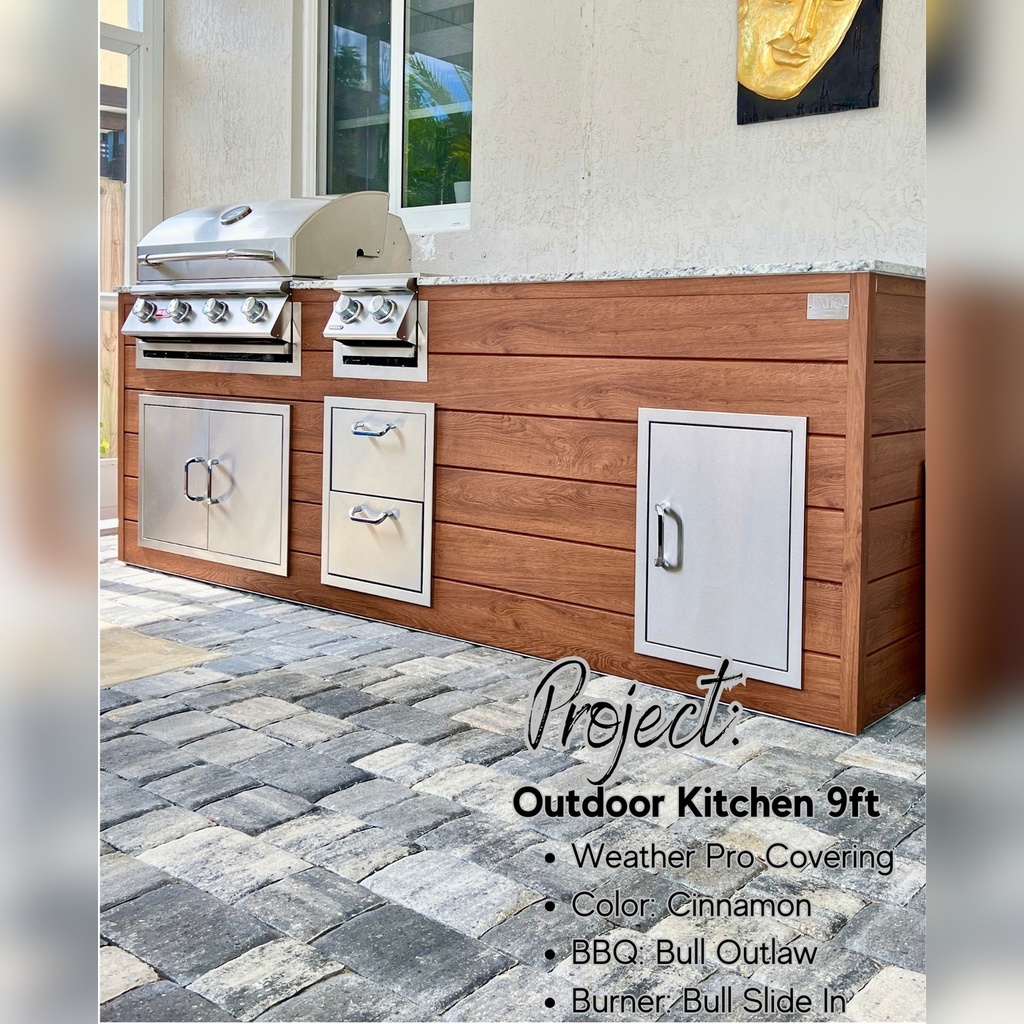 [OK-09-CW-01] Outdoorkitchen 9 ft · Cinnamon Walnut · Bull 30" Outlaw LP