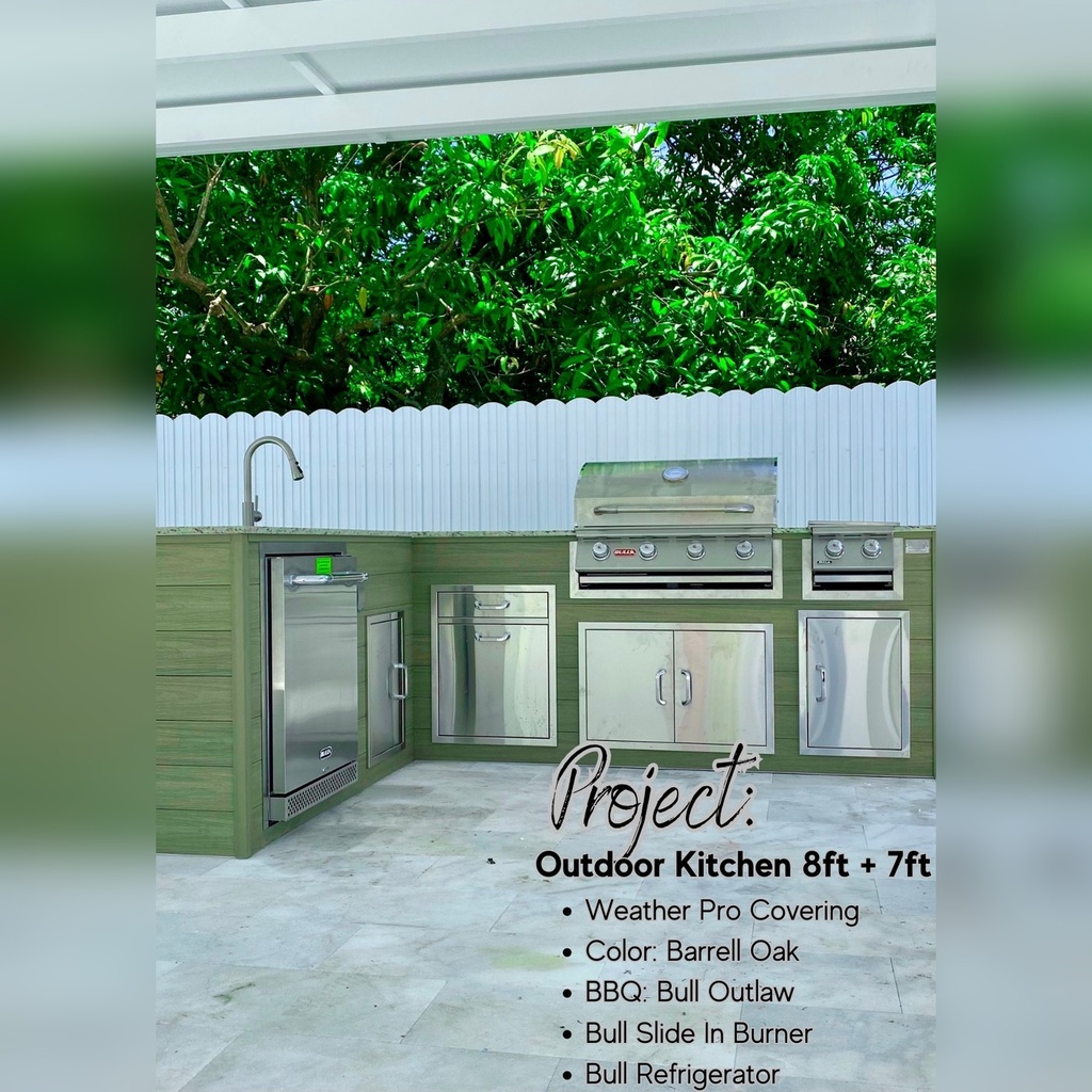 [OK-14-SO-01] Outdoorkitchen 14 ft · Sunbleach Oak · Bull 30" Outlaw LP