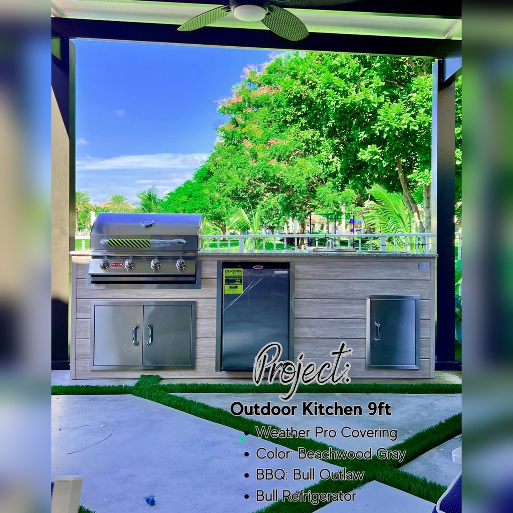 [OK-09-AW-03] Outdoorkitchen 9 ft · Atlantic White · Bull 30" Outlaw LP