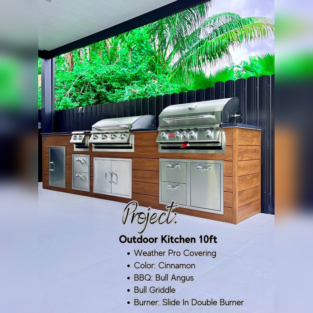 [OK-10-CW-03] Outdoorkitchen 10 ft · Cinnamon Walnut · Bull 30" Outlaw LP