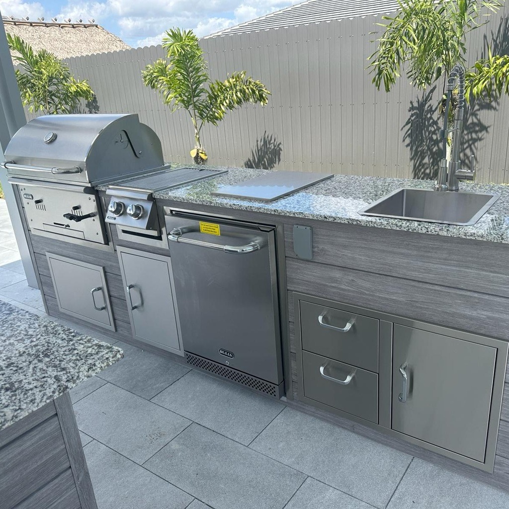[OK-WP-10-BG-04] Perello Patio 10 ft Outdoor Kitchen · Bull Bison Charcoal · Weather Pro