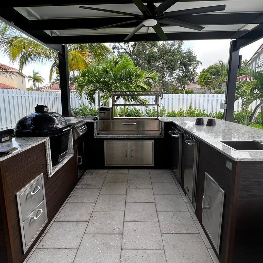 [OK-WPC-25-MW-01] Perello Patio 25 ft U-Shape Outdoor Kitchen · Sink & Storage · WPC