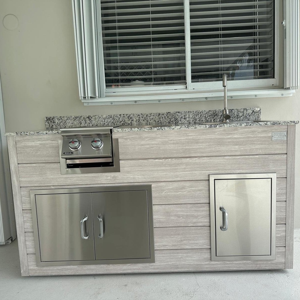 [OK-WP-06-BW-02] Perello Patio 6 ft Outdoor Kitchen · Sink & Storage · Weather Pro