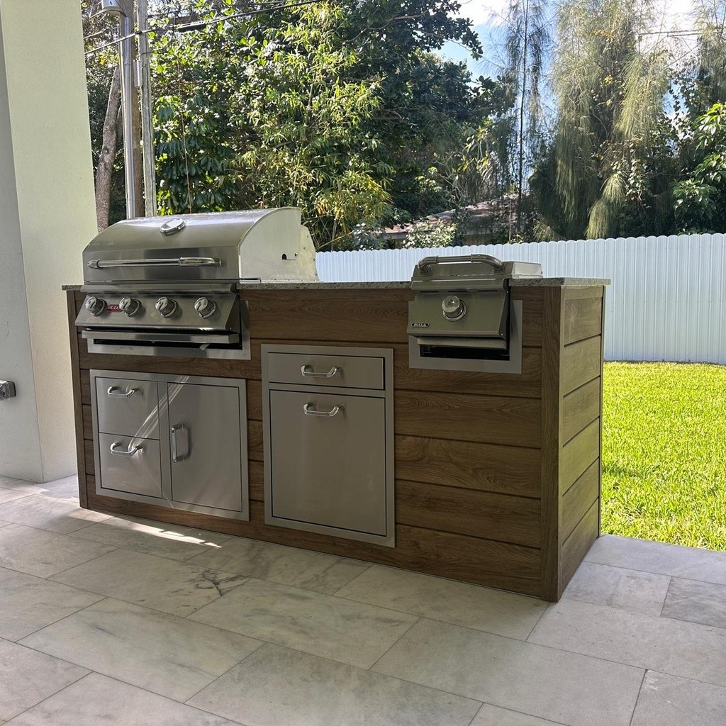 [OK-WP-07-BO-08] Perello Patio 7 ft Outdoor Kitchen · Bull Outlaw 30" · Weather Pro