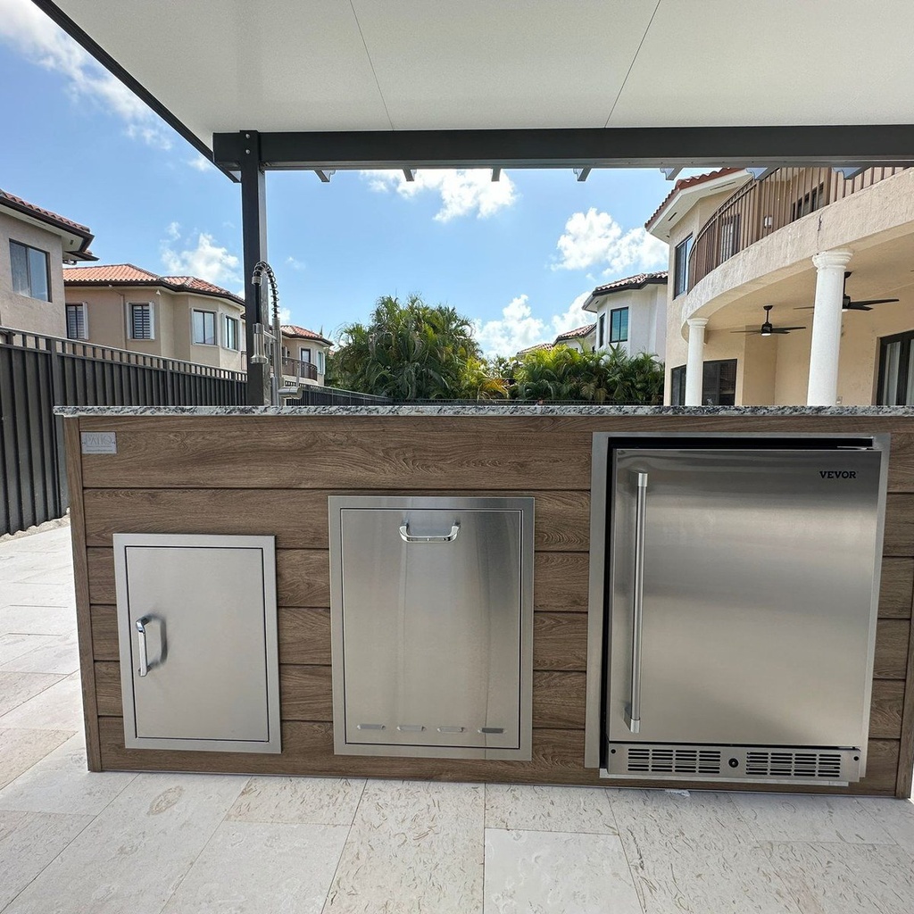 [OK-WP-07-BO-09] Perello Patio 7 ft Outdoor Kitchen · Sink & Storage · Weather Pro