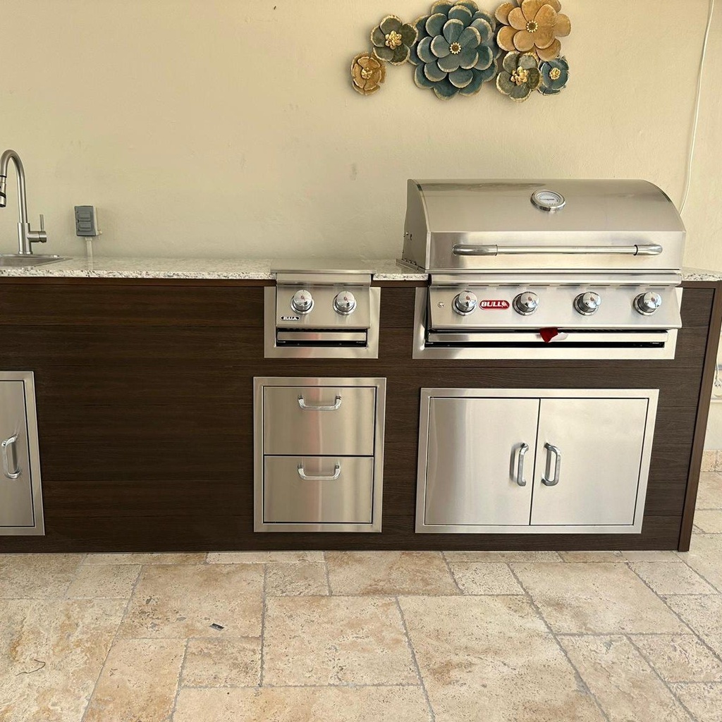 [OK-WPC-08-MW-05] Perello Patio 8 ft Outdoor Kitchen · Bull Outlaw 30" · WPC