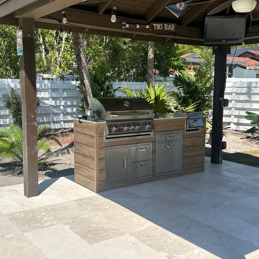 [OK-WP-07-BO-10] Perello Patio 7 ft Outdoor Kitchen · Bull Angus 30" · Weather Pro