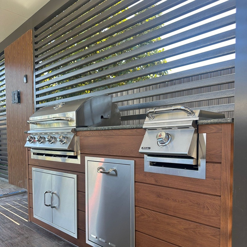 [OK-WP-07-CW-10] Perello Patio 7 ft Outdoor Kitchen · Bull Outlaw 30" · Weather Pro